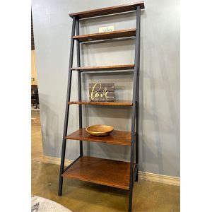 IN-STOCK - Bookcase Ladder Shelf with Black Metal Legs